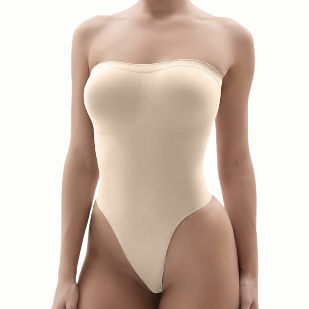 Curva Bodysculpt Seamless Strapless Shaper in Nude – Invisible Under-Clothing, Tummy Control, Non-Slip Body Shaping Wear for Women’s Dresses and Special Occasions