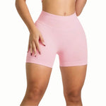 Curva Sculpted Fit Seamless Cycling Gym Shorts in Pink – High-Waisted, Squat-Proof, Moisture-Wicking Activewear for Women’s Workouts, Biking, and Training