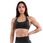 Curva Sculpted Fit Seamless Halter Sports Bra in Black – High-Neck, Wire-Free, Moisture-Wicking Activewear for Women’s Yoga, Gym, and Everyday Comfort