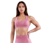 Curva Sculpted Fit Seamless Halter Sports Bra in Pink– High-Neck, Wire-Free, Moisture-Wicking Activewear for Women’s Yoga, Gym, and Everyday Comfort
