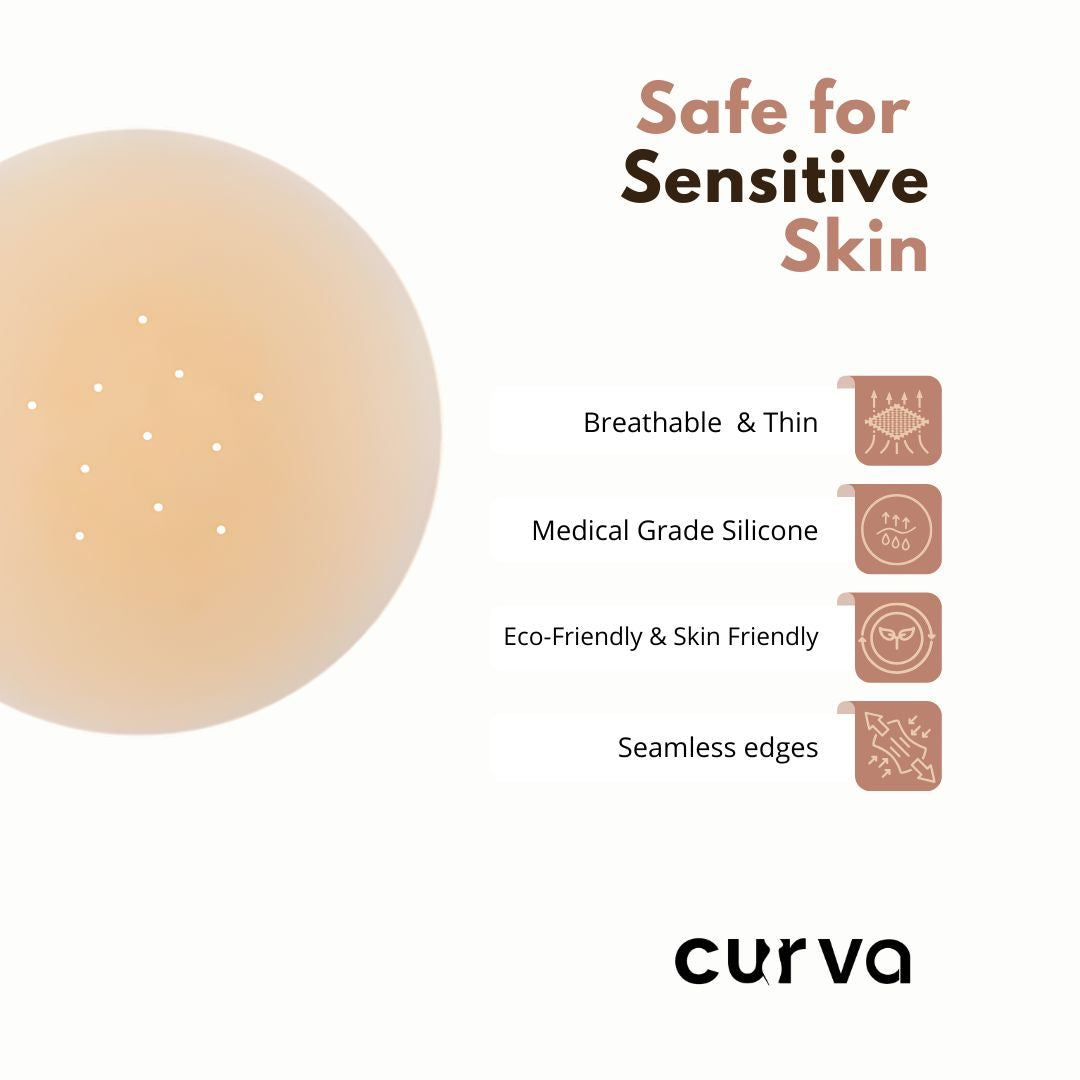 Curva Silicone Nipple Cover Bundle in White – Reusable, Adhesive, Invisible Pasties for Women’s Backless, Strapless, and Sheer Outfits
