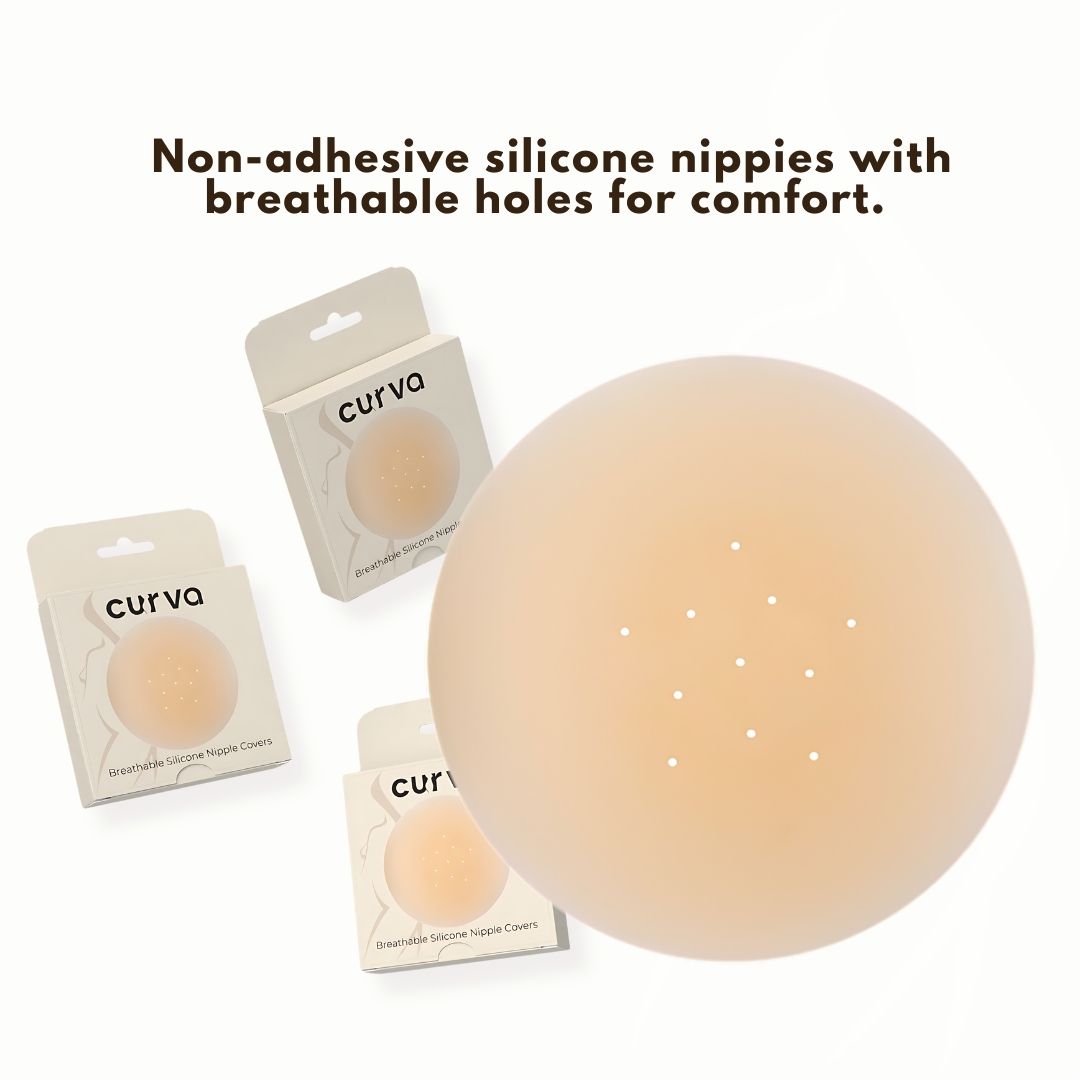 Curva Silicone Nipple Cover Bundle in White – Reusable, Adhesive, Invisible Pasties for Women’s Backless, Strapless, and Sheer Outfits