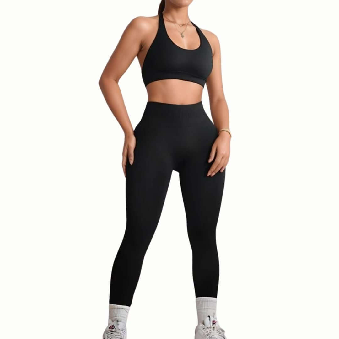 Women's Curva Sculpted Fit Seamless Black Leggings – Breathable, Stretchy, No-See-Through Workout Tights for Running, Gym, and Everyday Athleisure