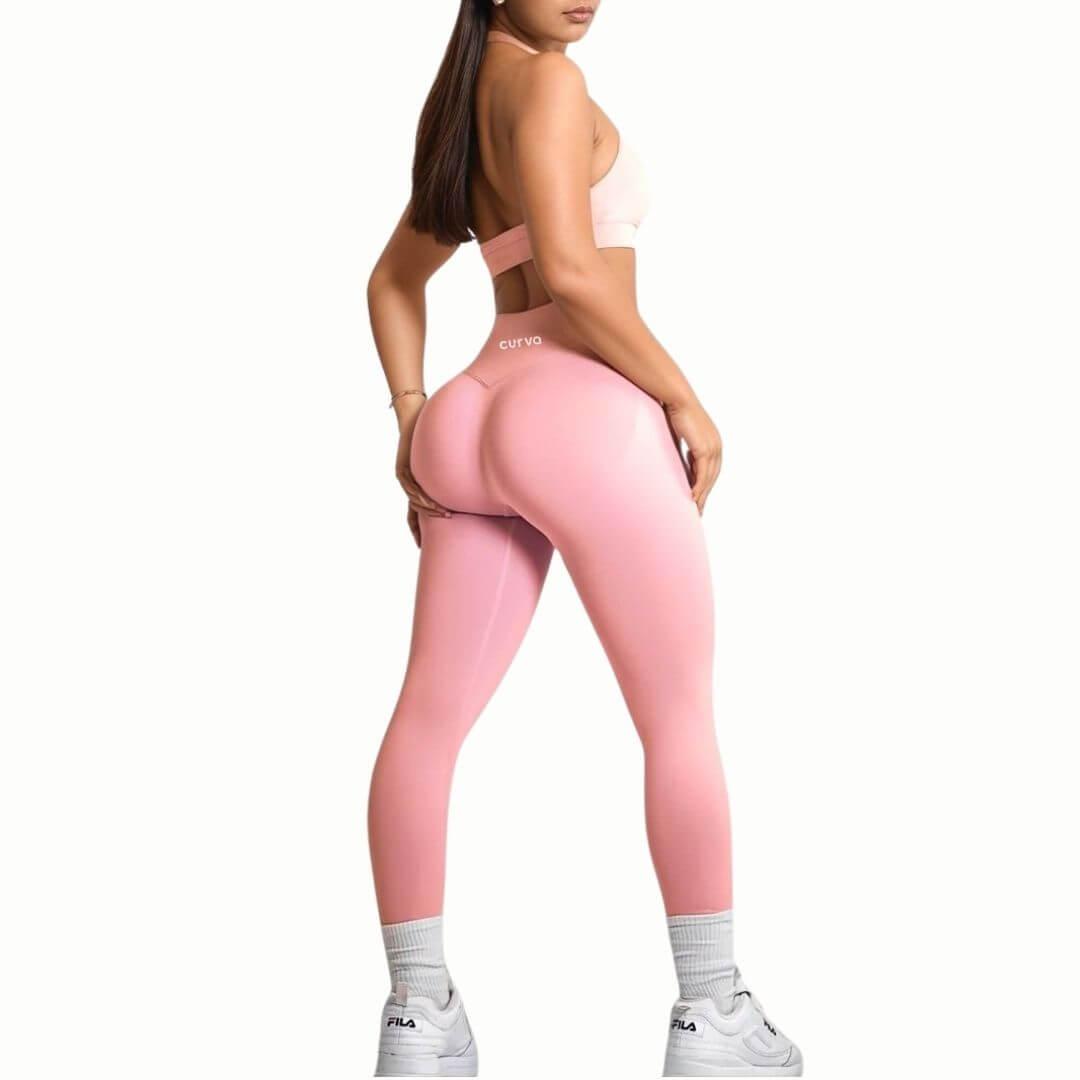 Women's Curva Sculpted Fit Seamless Pink Leggings – Breathable, Stretchy, No-See-Through Workout Tights for Running, Gym, and Everyday Athleisure