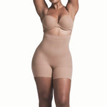 Curva High-Waisted Tummy Control Seamless Sculpting Brief in Beige – Invisible, Smoothing Shapewear for Women’s Dresses, Everyday Wear, and Postpartum Support