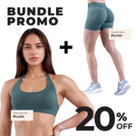 Teal GymWear Set Seamless Shorts & Halter Sports Bra