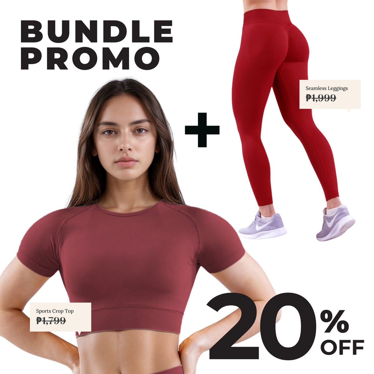 Red GymWear Set Seamless Leggings & Sports Crop Top