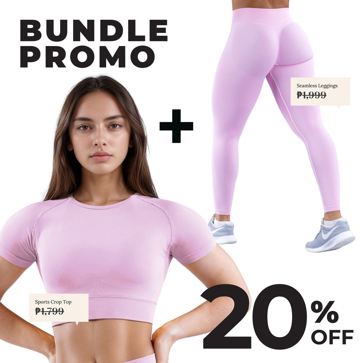 Pink GymWear Set Seamless Leggings & Sports Crop Top