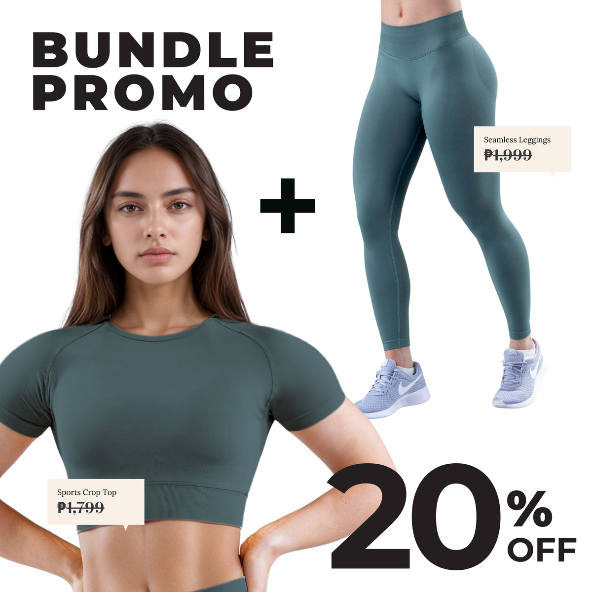 Teal GymWear Set Seamless Leggings & Sports Crop Top