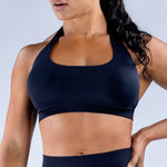 Black GymWear Set Seamless Shorts & Halter Sports Bra