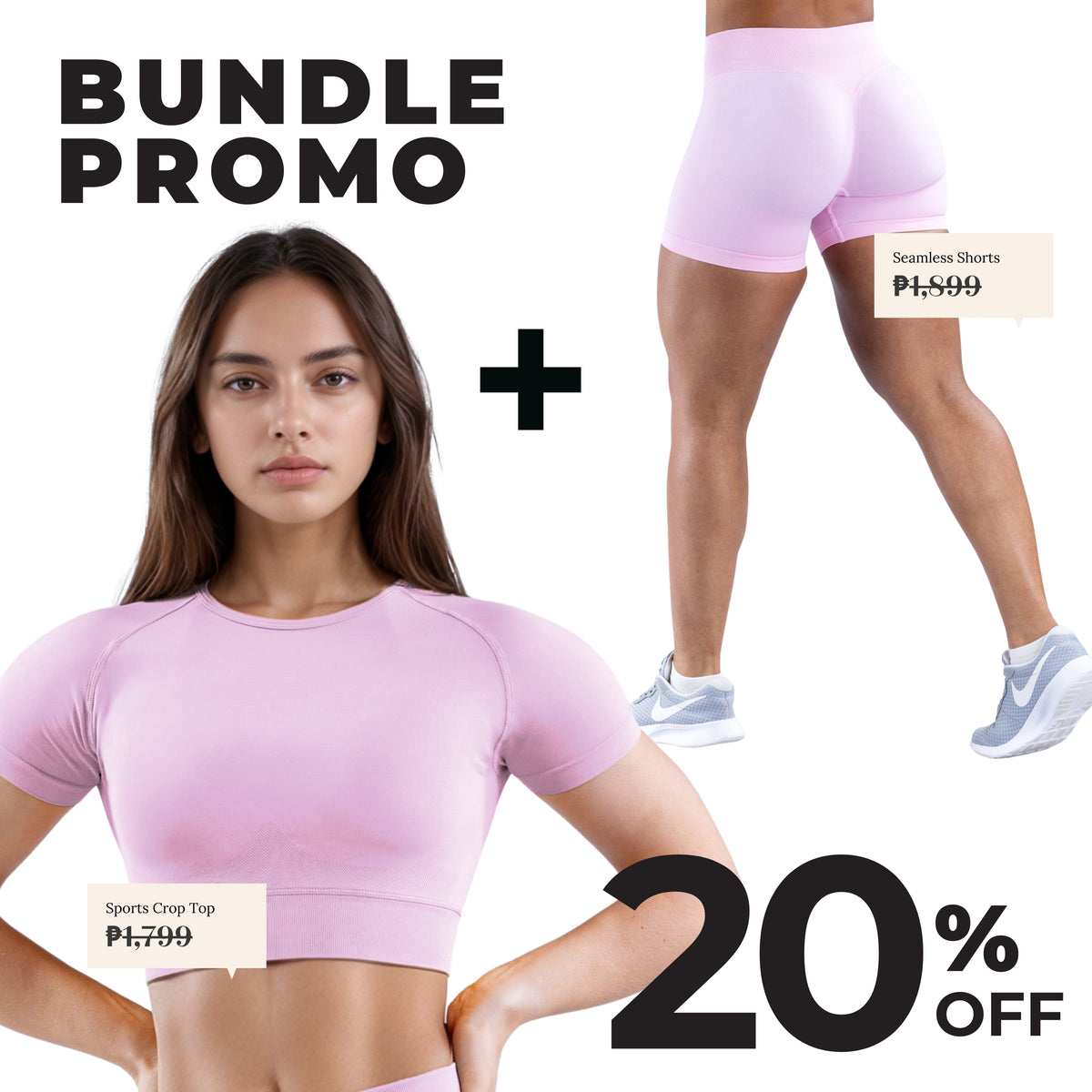 Pink GymWear Set Seamless Shorts & Sports Crop Top