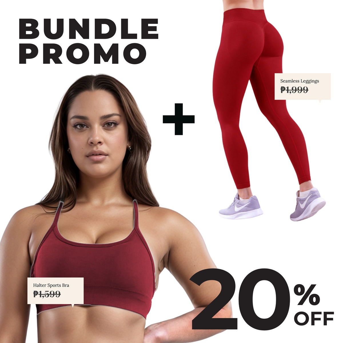 Red GymWear Set Seamless Leggings & Crossback Sports Bra