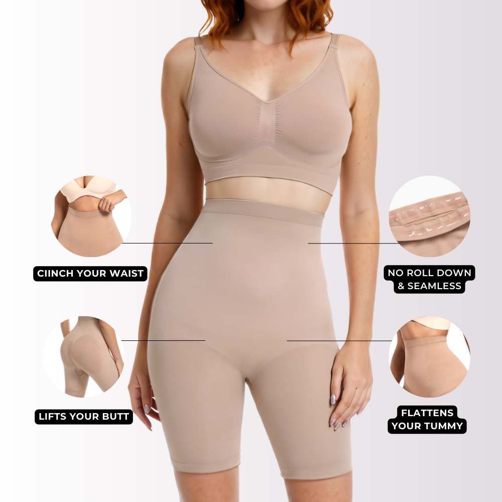 High Waisted Butt Lifting Shorts Seamless Sculpt - Shapewear Curva Shapewear 