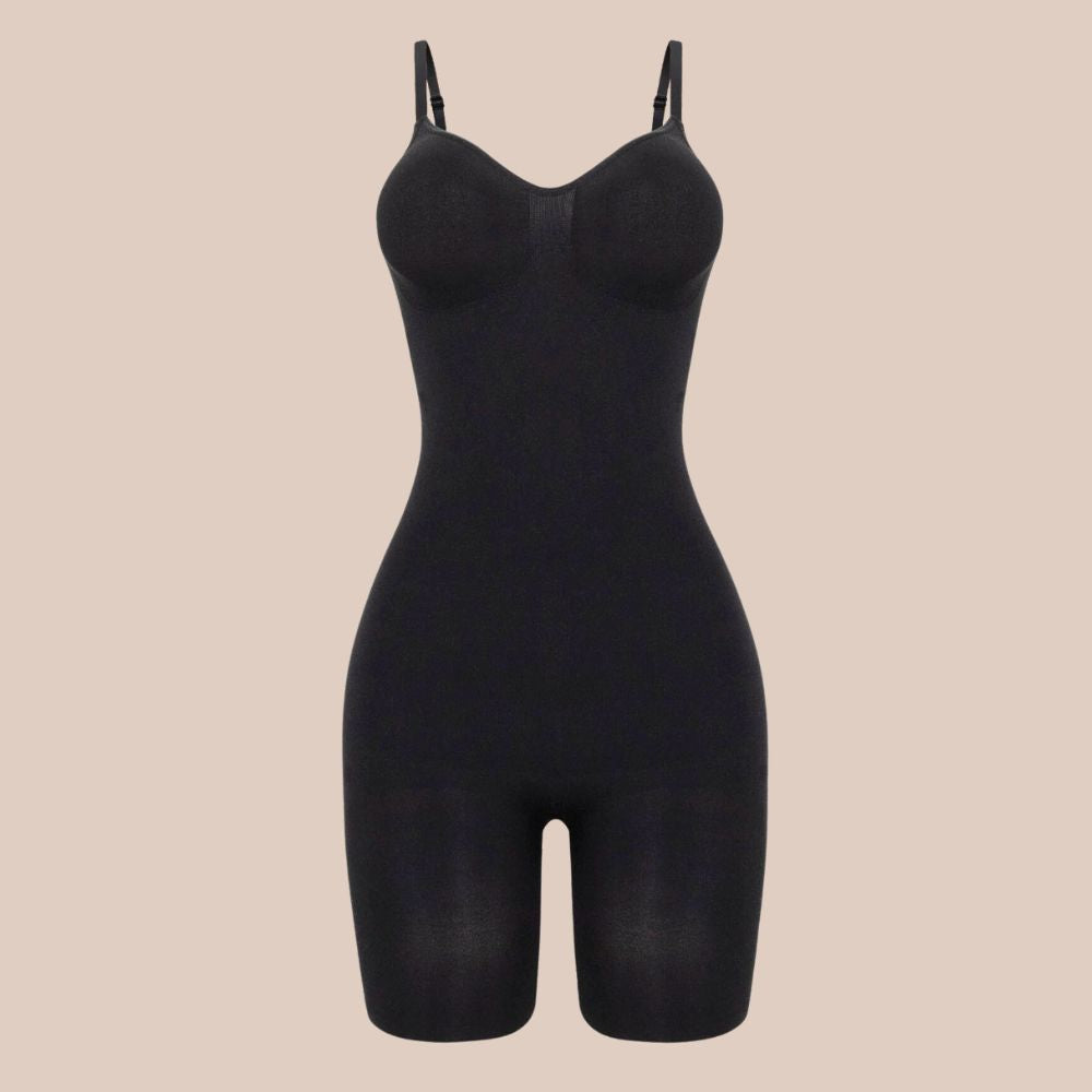 Women's Skin Color Shapewear Bodysuit With Spaghetti Straps, Open Back,  Waist Sculpting & Butt Lifting