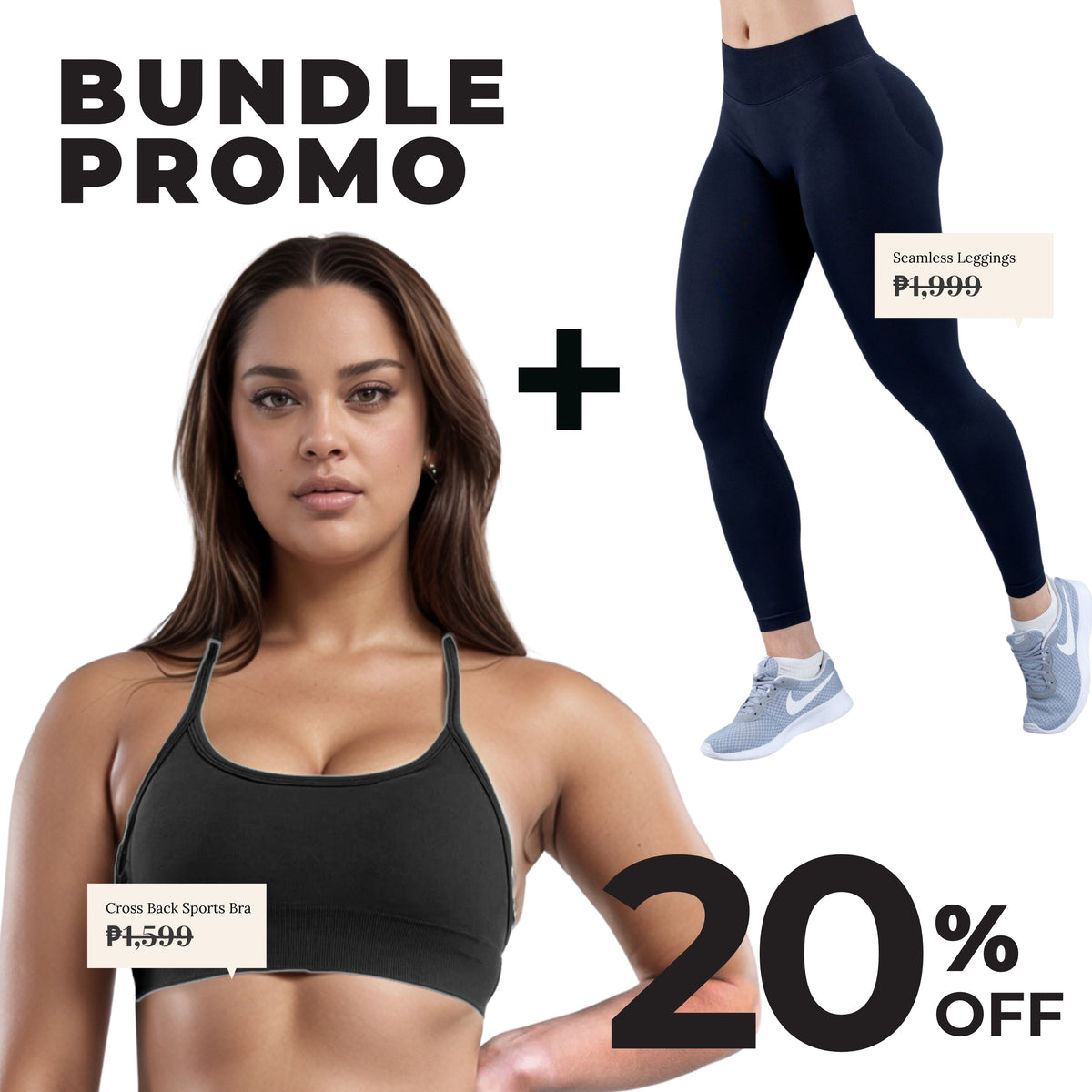 Black GymWear Set Seamless Leggings & Crossback Sports Bra