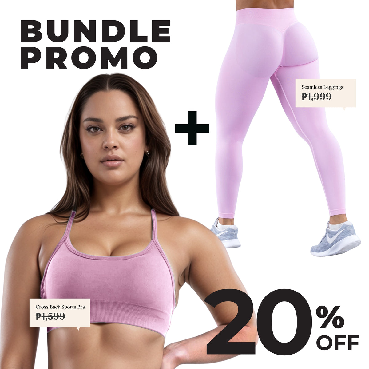 Pink GymWear Set Seamless Leggings & Crossback Sports Bra