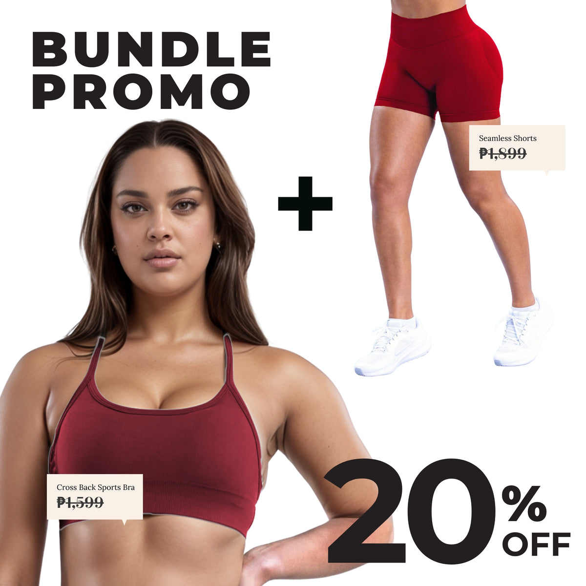 Red GymWear Set Seamless Shorts & Crossback Sports Bra