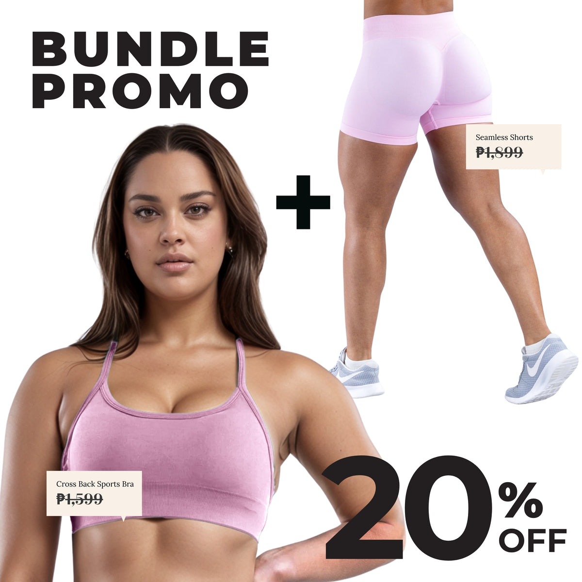 Pink GymWear Set Seamless Shorts & Crossback Sports Bra