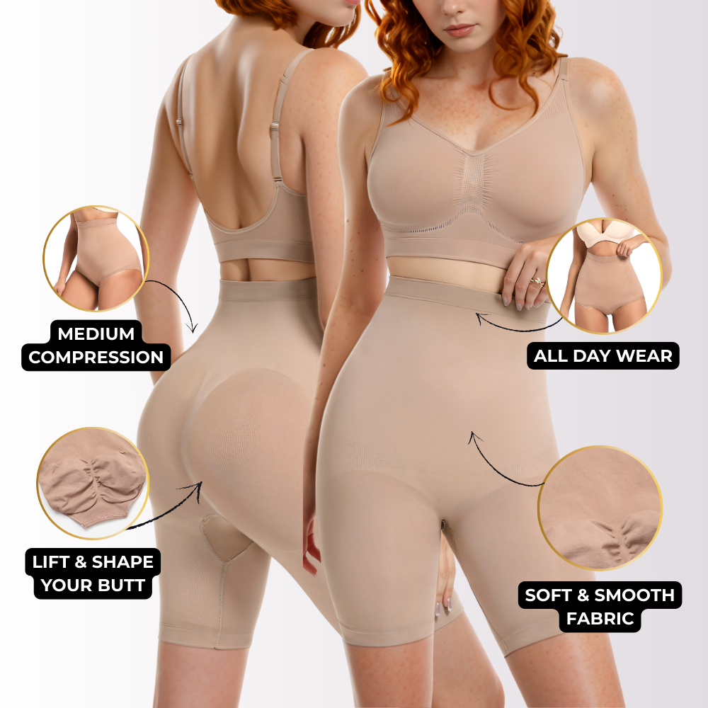 High Waisted Butt Lifting Shorts Seamless Sculpt - Shapewear Curva Shapewear 
