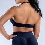 Black GymWear Set Seamless Shorts & Halter Sports Bra