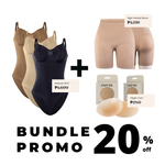 Bodysuit Brief & Beige High Waisted Shorts Sculpt & Nipple Covers