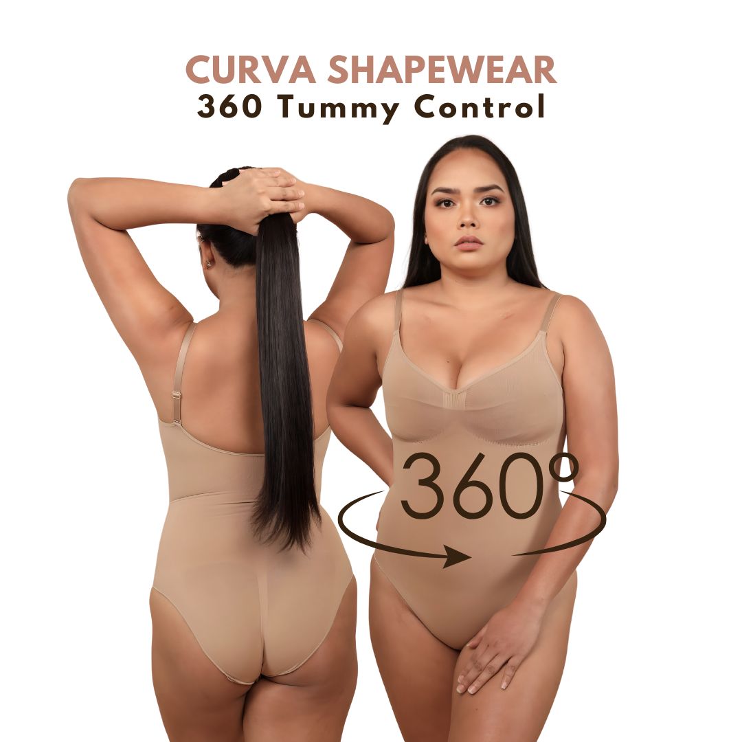 Curva BodySculpt Seamless Shaper Bodysuit Brief in Black – Tummy Control, Wire-Free, Invisible Shapewear for Women’s Dresses, Office Wear, and Special Occasions