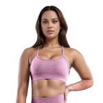 Curva Sculpted Fit Seamless Cross Back Sports Bra in Pink – Sleek, Supportive, Moisture-Wicking Activewear for Gym, Running, and Daily Comfort