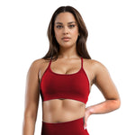 Curva Sculpted Fit Seamless Cross Back Sports Bra in Red – Sleek, Supportive, Moisture-Wicking Activewear for Gym, Running, and Daily Comfort