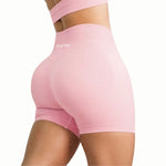 Curva Sculpted Fit Seamless Cycling Gym Shorts in Pink – High-Waisted, Squat-Proof, Moisture-Wicking Activewear for Women’s Workouts, Biking, and Training