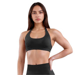 Curva Sculpted Fit Seamless Halter Sports Bra in Black – High-Neck, Wire-Free, Moisture-Wicking Activewear for Women’s Yoga, Gym, and Everyday Comfort