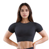 Curva Women's Sculpted Fit Seamless Sports Crop Top in Black – Stylish, Supportive Activewear for Gym, Running, and Yoga Sessions