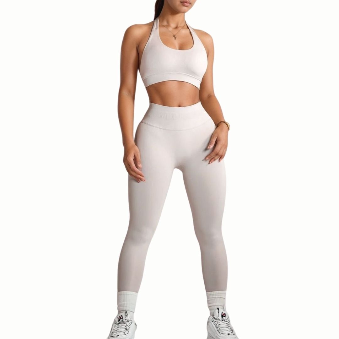 Women's Curva Sculpted Fit Seamless Beige Grey Leggings – Breathable, Stretchy, No-See-Through Workout Tights for Running, Gym, and Everyday Athleisure