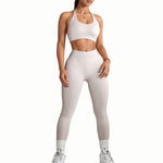 Women's Curva Sculpted Fit Seamless Beige Grey Leggings – Breathable, Stretchy, No-See-Through Workout Tights for Running, Gym, and Everyday Athleisure