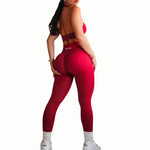 Women's Curva Sculpted Fit Seamless Red Leggings – Breathable, Stretchy, No-See-Through Workout Tights for Running, Gym, and Everyday Athleisure