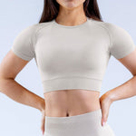 Beige GymWear Set Seamless Leggings & Sports Crop Top