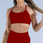 Red GymWear Set Seamless Shorts & Crossback Sports Bra