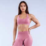 Pink GymWear Set Seamless Leggings & Halter Sports Bra