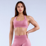 Pink GymWear Set Seamless Shorts & Halter Sports Bra