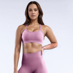 Pink GymWear Set Seamless Shorts & Crossback Sports Bra