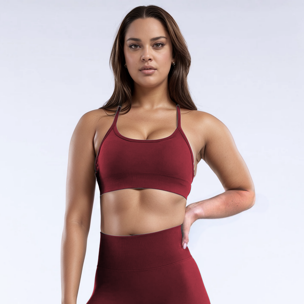 Red GymWear Set Seamless Shorts & Crossback Sports Bra